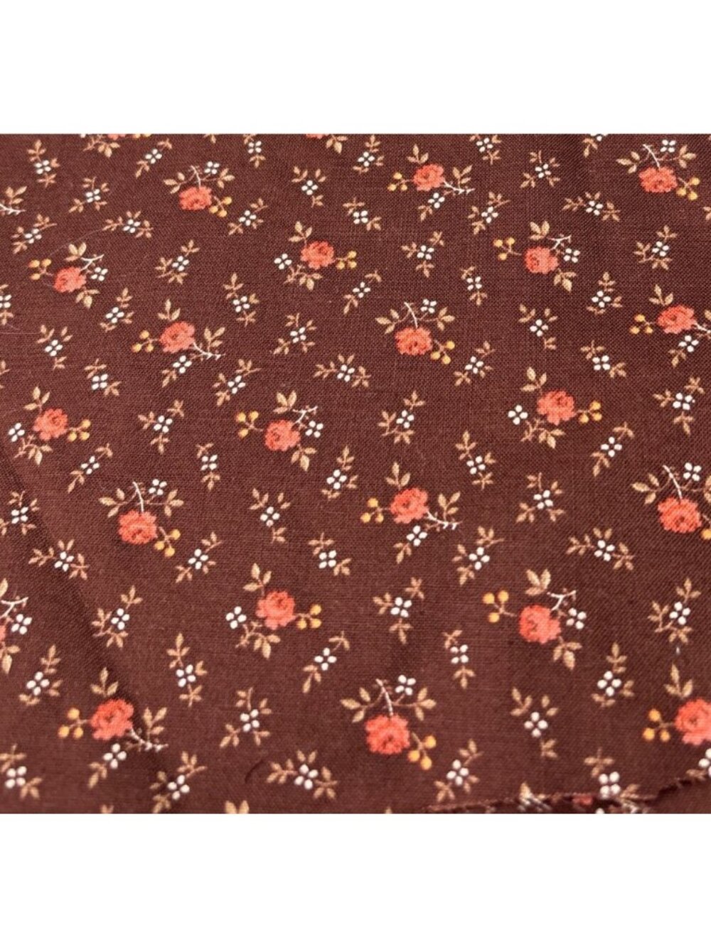 Cotton Fabric Brown Floral Print 8x42" Rustic Country Chic Sewing